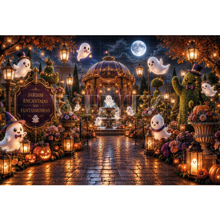 Fabric Photography Background Halloween Garden / Backdrop 8908