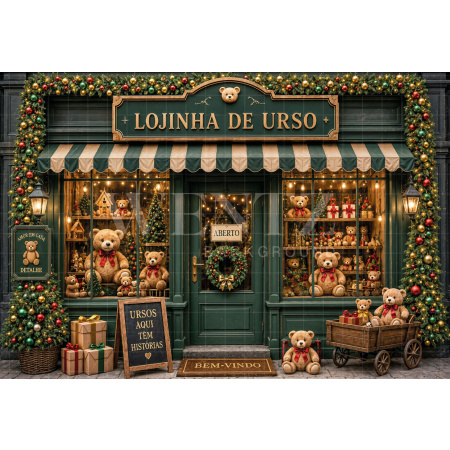 Fabric Photography Background Christmas Shop / Backdrop 8566