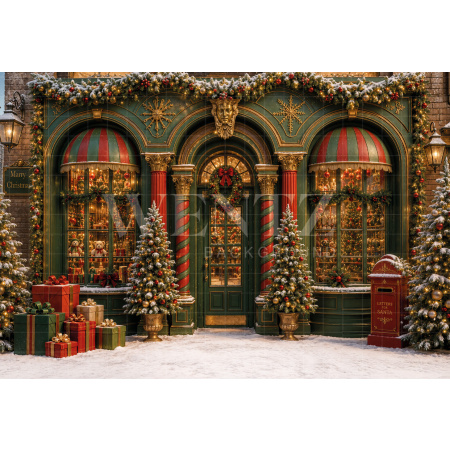 Fabric Photography Background Christmas Gift Shop / Backdrop 8485