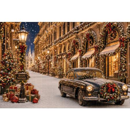 Fabric Photography Background Christmas in Europe / Backdrop 8896