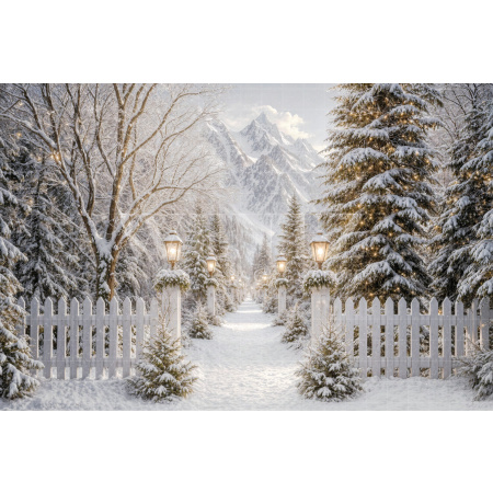 Fabric Photography Background Christmas Pine Trees / Backdrop 8608