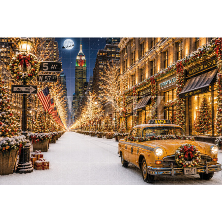 Fabric Photography Background Christmas New York / Backdrop 8895
