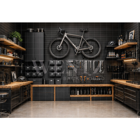 Fabric Photography Background Father's Day Bicycle Repair Shop / Backdrop 8384