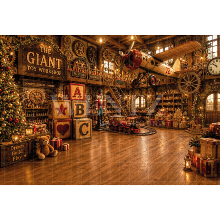 Fabric Photography Background Christmas Toy Workshop / Backdrop 8503