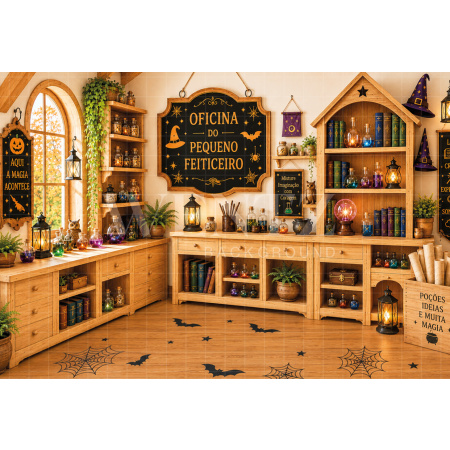 Fabric Photography Background Halloween Spell Workshop / Backdrop 8907