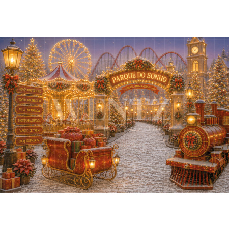 Fabric Photography Background Christmas Park / Backdrop 8873