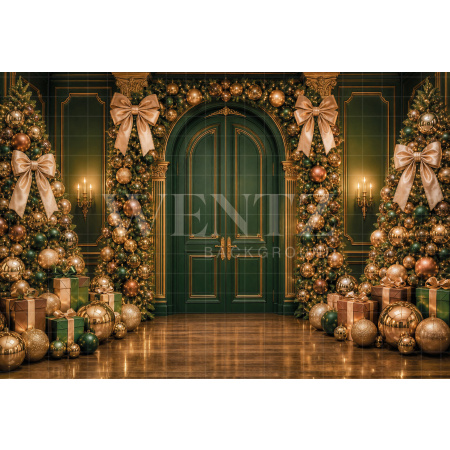 Fabric Photography Background Christmas Door / Backdrop 8468