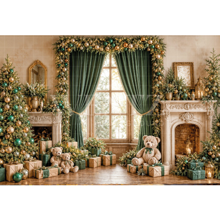Fabric Photography Background Christmas Room / Backdrop 8548