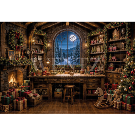 Fabric Photography Background Santa's Room Christmas / Backdrop 8481