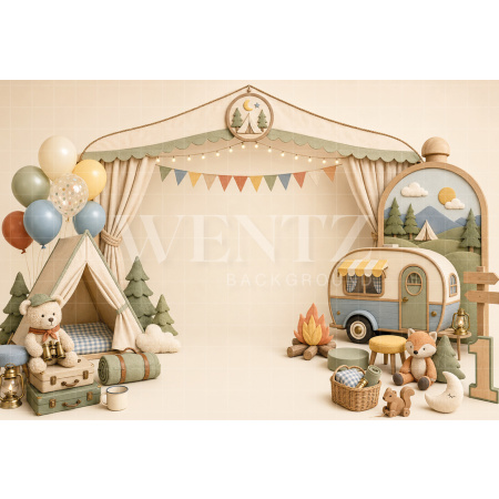 Fabric Photography Background Camping Cake Smash / Backdrop 8799