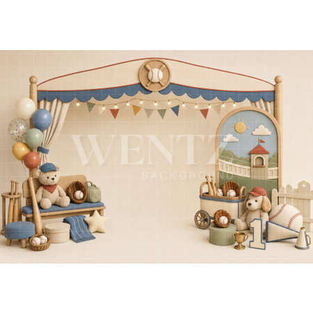 Fabric Photography Background Baseball Cake Smash / Backdrop 8800