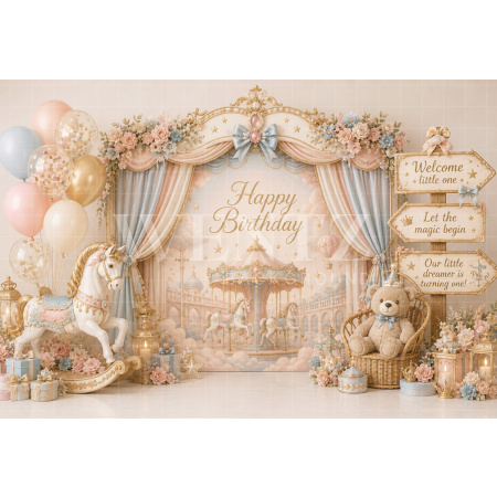 Fabric Photography Background Enchanted Carousel Cake Smash / Backdrop 8731