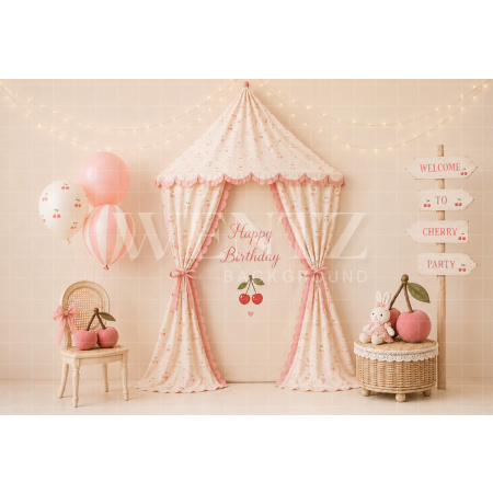 Fabric Photography Background Cherry Cake Smash / Backdrop 8713