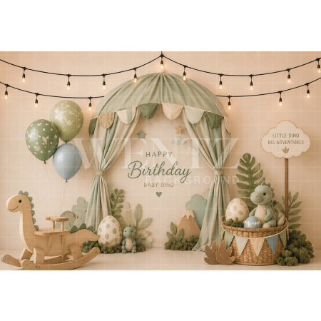 Fabric Photography Background Dinosaurs Cake Smash / Backdrop 8747