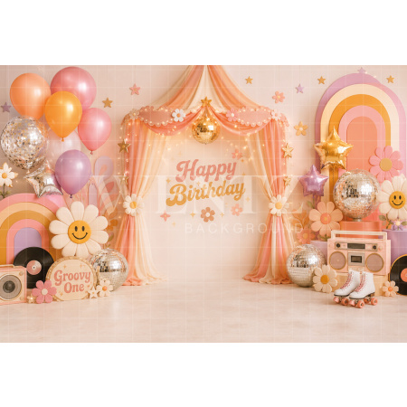 Fabric Photography Background Retro Party Cake Smash / Backdrop 8811