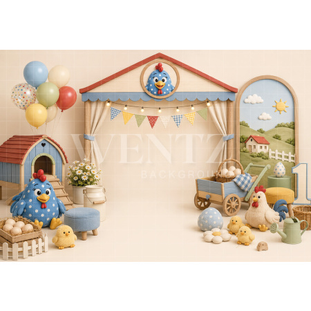Fabric Photography Background Lottie Dottie Chicken Cake Smash / Backdrop 8802
