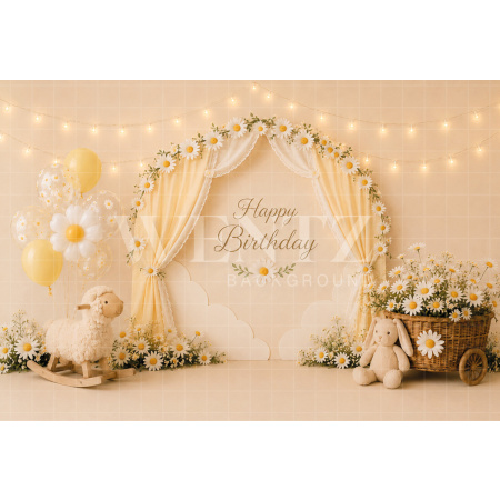 Fabric Photography Background Daisy Cake Smash / Backdrop 8757