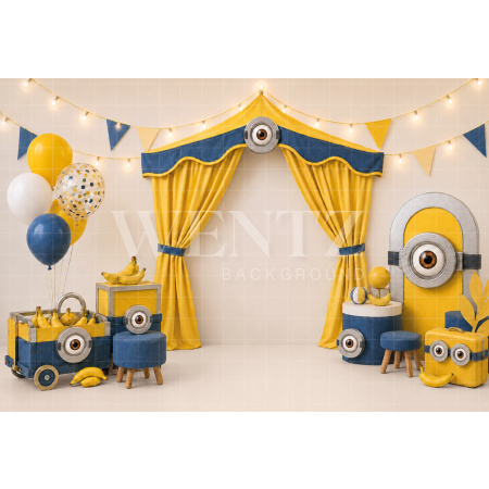 Fabric Photography Background Minions Cake Smash / Backdrop 8787