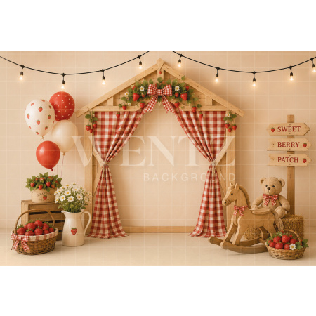Fabric Photography Background Strawberry Cake Smash / Backdrop 8715