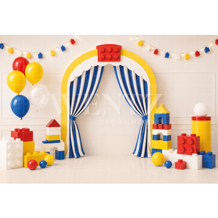 Fabric Photography Background World of Blocks Cake Smash / Backdrop 8781