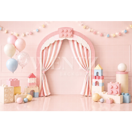 Fabric Photography Background World of Blocks Cake Smash / Backdrop 8782