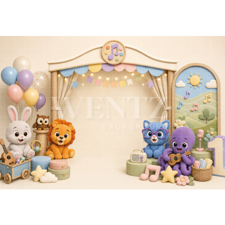 Fabric Photography Background Musical Cake Smash / Backdrop 8803