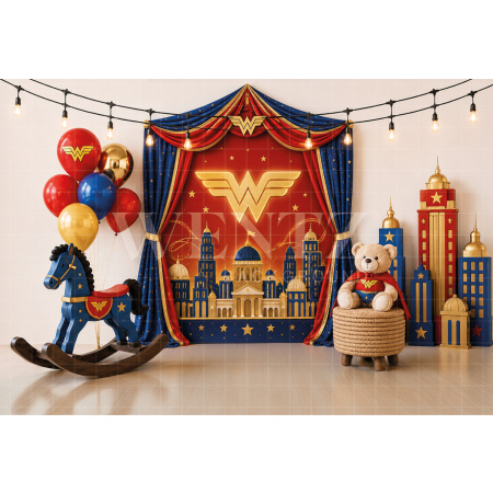 Fabric Photography Background Superheroine Cake Smash / Backdrop 8734
