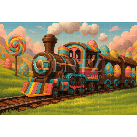 Fabric Photography Background Easter Train / Backdrop 8070