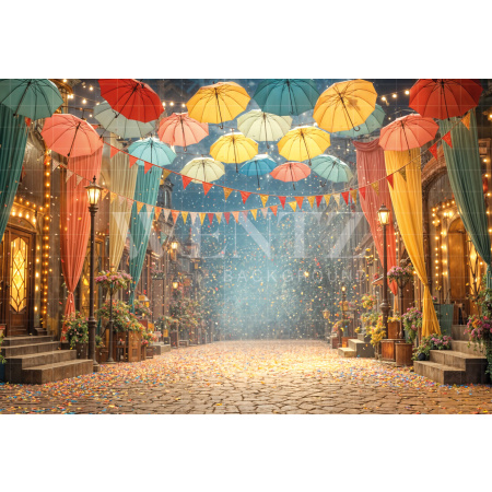 Fabric Photography Background Carnival Village / Backdrop 8101