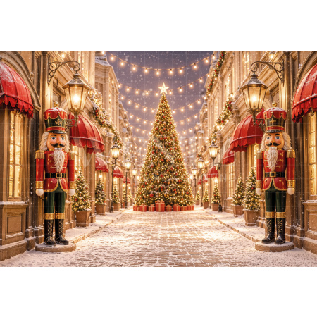 Fabric Photography Background Christmas Village / Backdrop 8449
