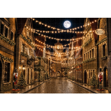 Fabric Photography Background Christmas Village / Backdrop 8478