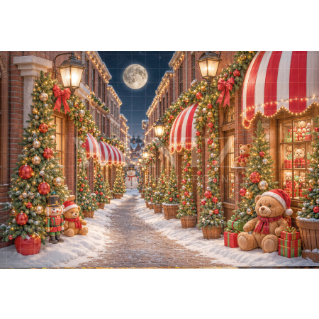 Fabric Photography Background Christmas Village / Backdrop 8559