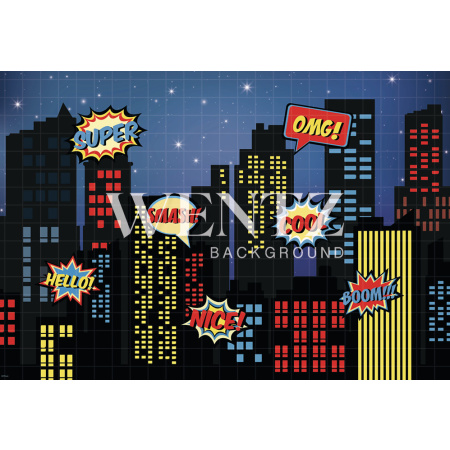 Fabric Photography Background Superhero City / Backdrop 2279
