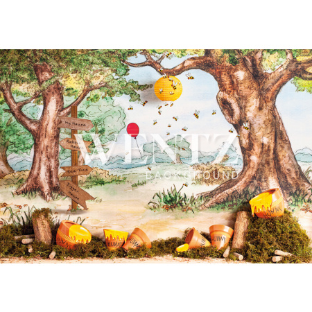 Fabric Photography Background Teddy Bear Forest / Backdrop 2285