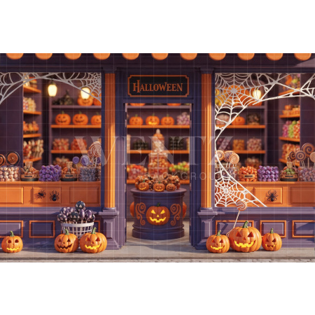 Fabric Photography Background Halloween Witchcraft Store / Backdrop 7615