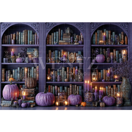 Fabric Photography Background Halloween Library  / Backdrop 7626
