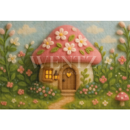 Fabric Photography Background Mushroom House / Backdrop 7363