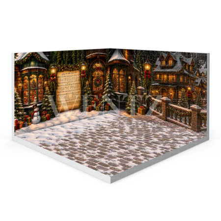 Fabric Photography Background Christmas Village Set 3D / WTZ206