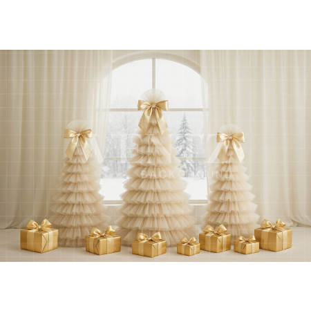 Fabric Photography Background Christmas Pine Trees / Backdrop 7457