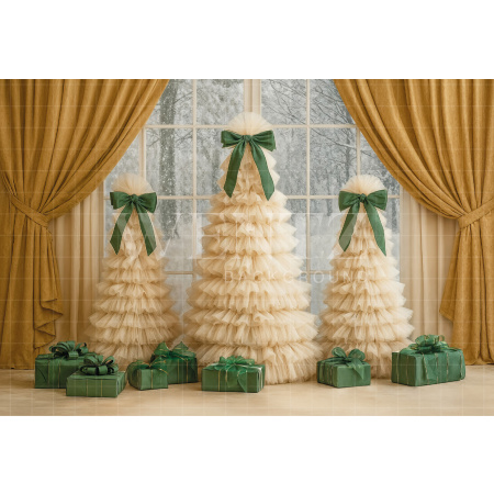 Fabric Photography Background Christmas Pine Trees / Backdrop 7474