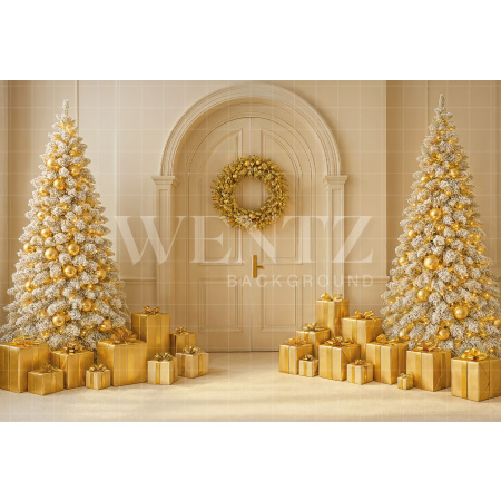Fabric Photography Background Christmas Door / Backdrop 7490