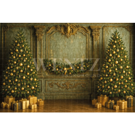 Fabric Photography Background Christmas Boiserie / Backdrop 7527