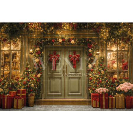 Fabric Photography Background Christmas Facade / Backdrop 7519