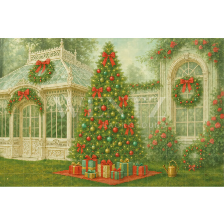 Fabric Photography Background Christmas Greenhouse / Backdrop 7530