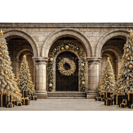 Fabric Photography Background Christmas Facade / Backdrop 7532