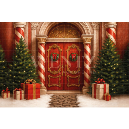 Fabric Photography Background Christmas Door / Backdrop 7544