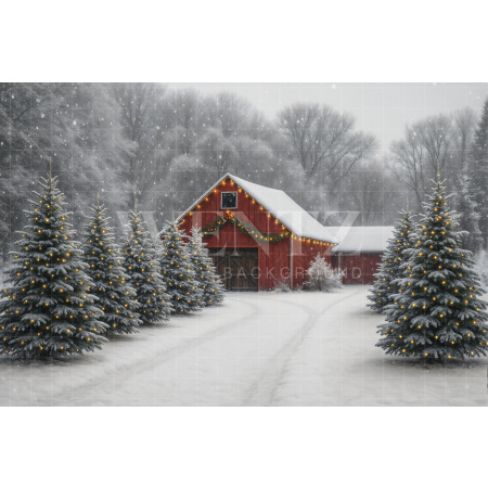 Fabric Photography Background Christmas Barn / Backdrop 7561
