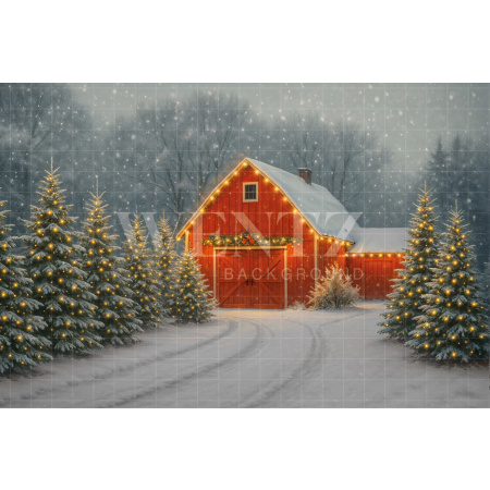 Fabric Photography Background Christmas Barn / Backdrop 7567
