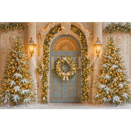 Fabric Photography Background Christmas House Front / Backdrop 7578