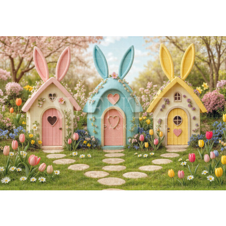 Fabric Photography Background Easter Village / Backdrop 7987